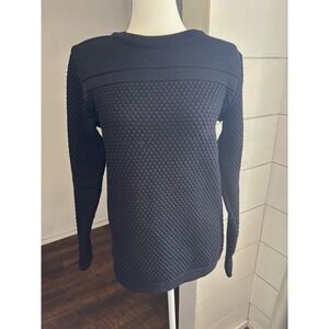 SNS Herning Sweater Womens Medium Navy Blue Fisherman Crew Neck‎ Wool Thick Knit